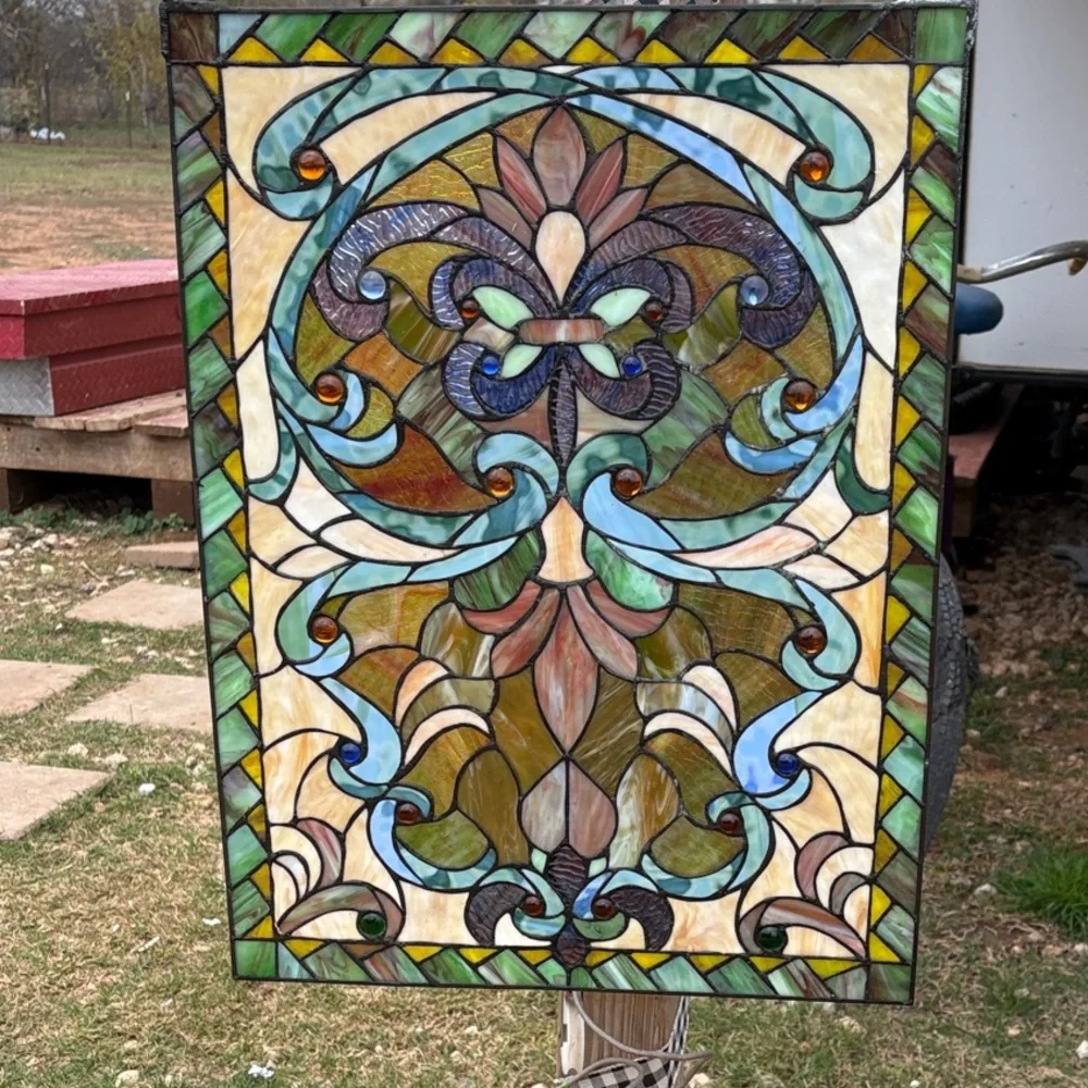 Stained Glass Panel with Intricate Design - Picture 1 of 3